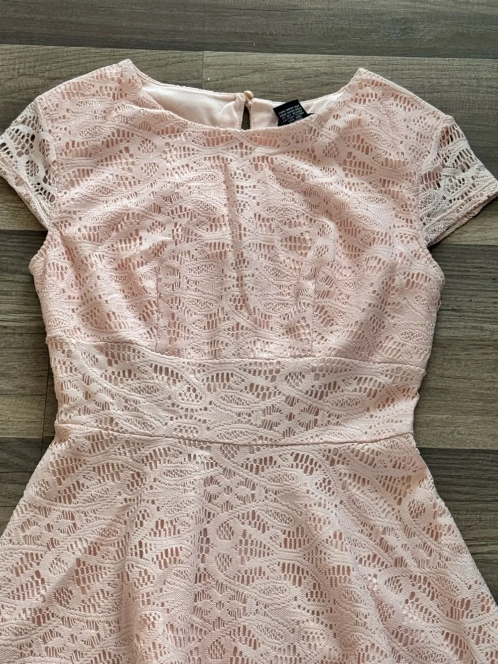 Teeze Me Pink and White Lace Fit-and-Flare Mini Dress - Picture 2 of 2